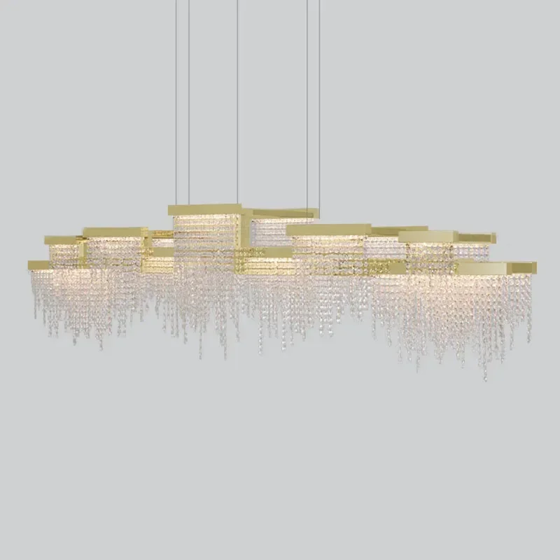 

New crystal chandelier Luxury Island Fixture for living room Dining room light Modern villa shaped art chandelier