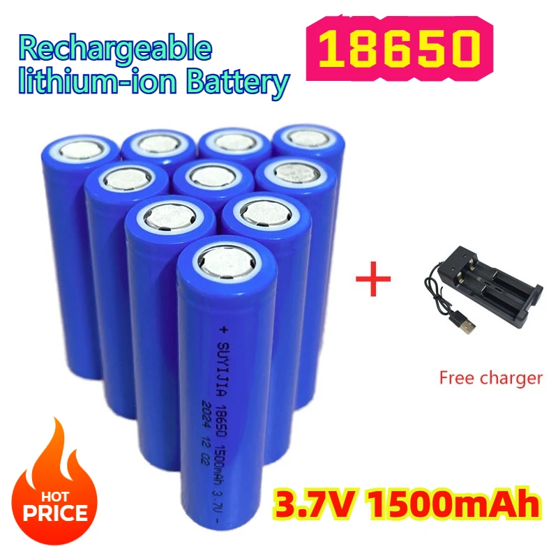 

18650 1500mAh Rechargeable Battery 3.7V Lithium-ion Battery For Pointer Doorbell Flashlight with Charger