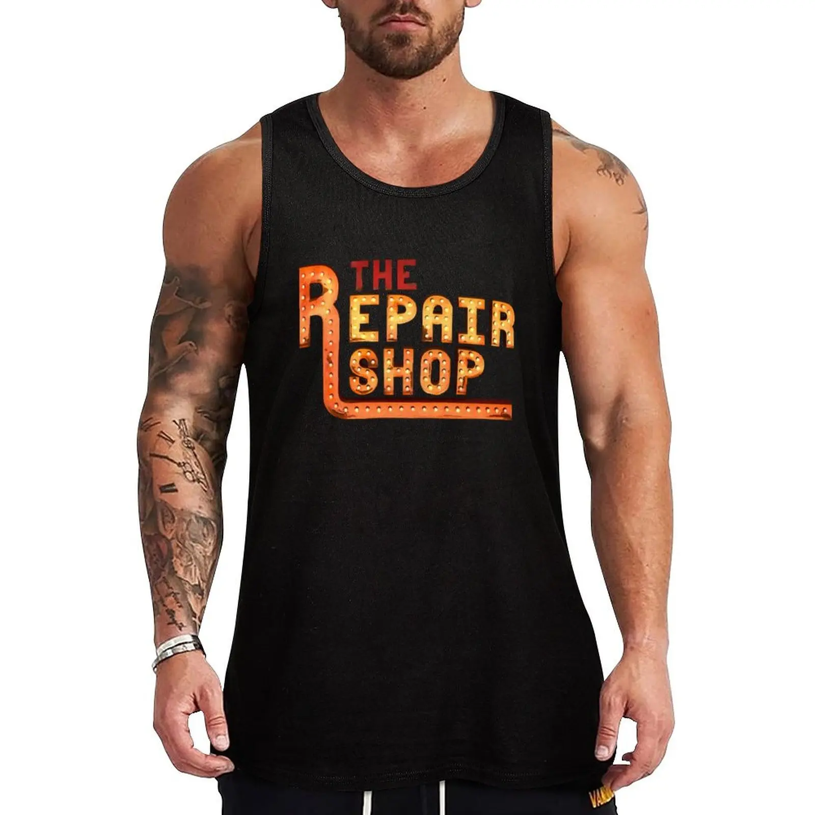 the repairs shop logo Tank Top Simple Casual Tank Top Basic Lightweight Undershirt