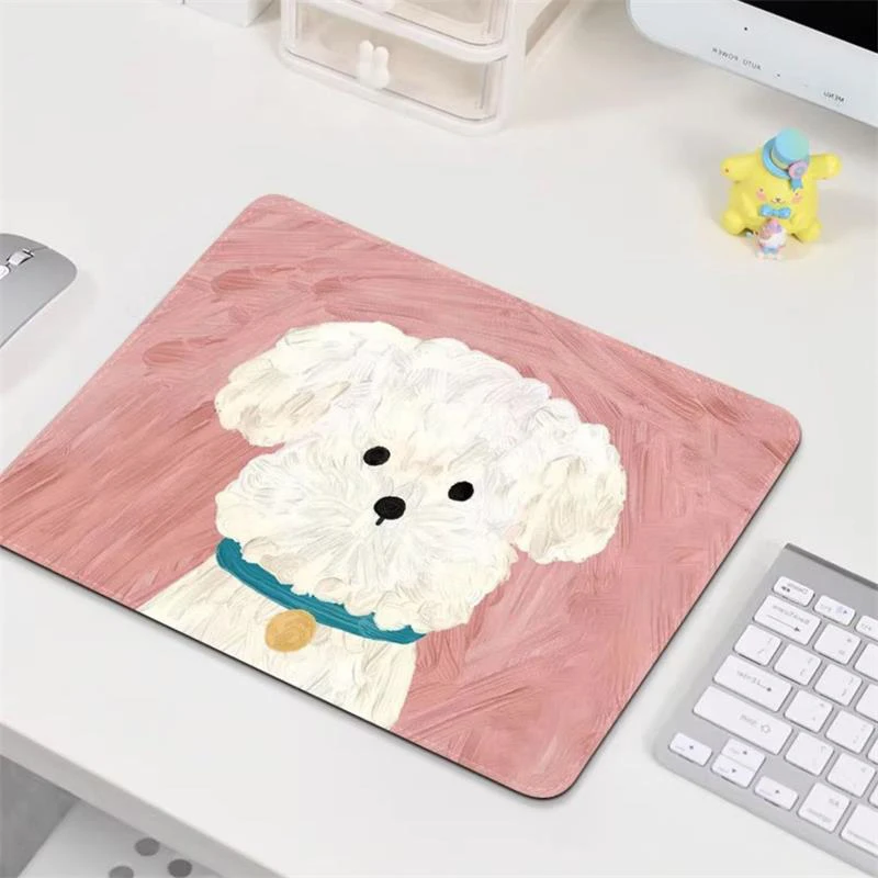 Bonito Puppy Mouse Pad, Borracha Natural Anti-Slip, Lockedge Mousepad, Cão dos desenhos animados, Escritório, Casa, Laptop, Computador, Portátil, Pequeno