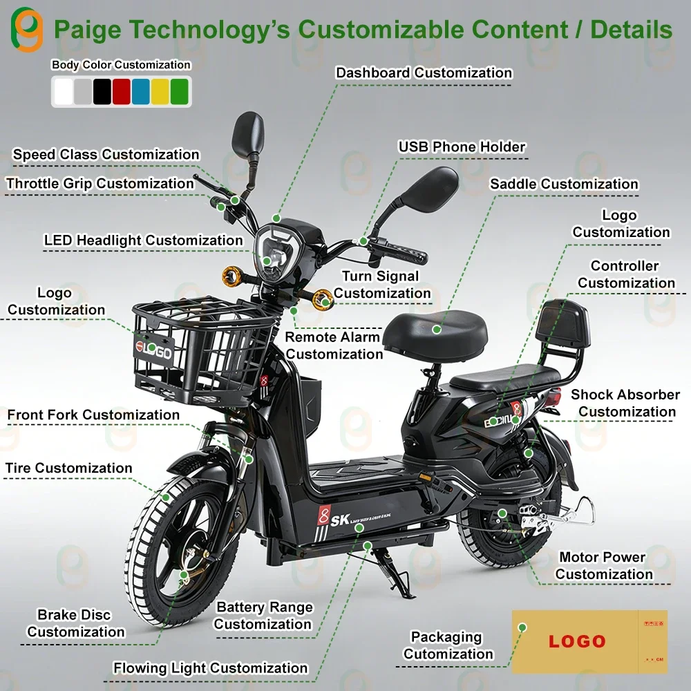 Newly Upgraded Paige CHINA Electric City Motorcycle 48v 350w 500w Electric Bike 2 Wheels Electric Bike