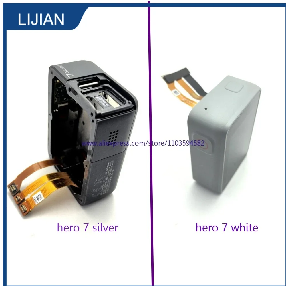Pantalla LCD Táctil Original para GoPro Hero 7 Hero7 Silver con Tapa Lateral de Batería, Placa GPS y Caja de Batería, Pieza de Reparación
