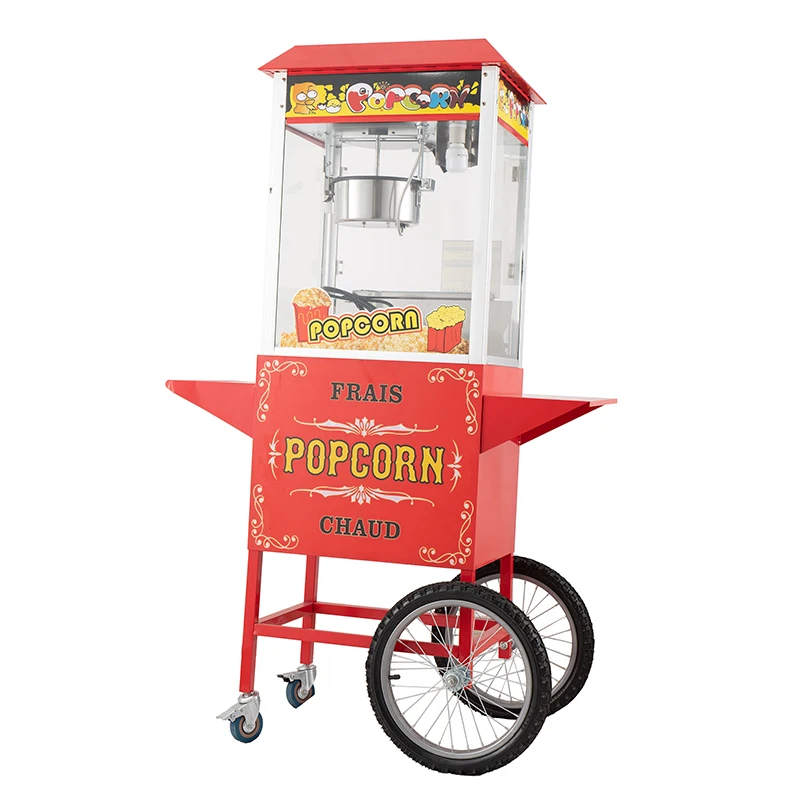 Macchina per popcorn tipo carrello con luce interna