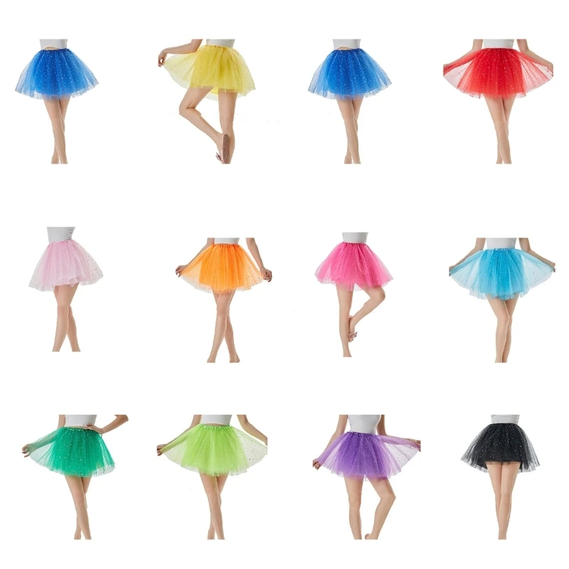 

Women's Sequins Princess Skirt Mini Skirt Adult Party Layered Ballet Skirt