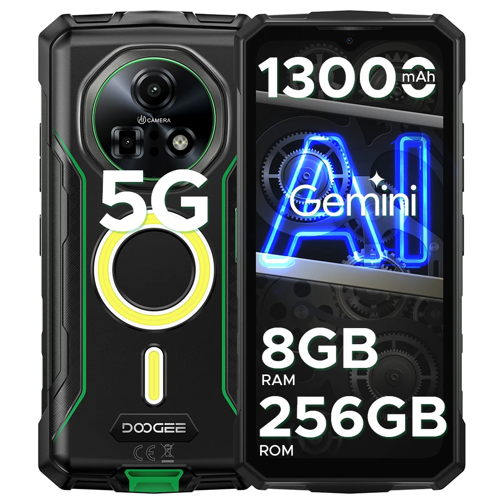 DOOGEE Fire 7 Pro 5G Robustes Telefon Dual Camping Lichter 1200LM Unterstützung PoC 13000 mAh Akku 6,6'' Bildschirm Android 15 Smartphone