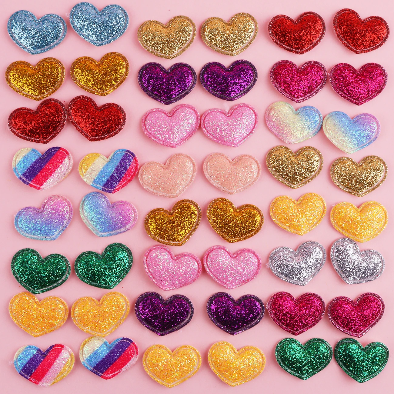 50 قطعة 22*20 مللي متر بلينغ القلب بريق زين مبطن بقع DIY بها بنفسك أغطية الرأس ديكور الملابس قبعة الحرف لوازم الخياطة