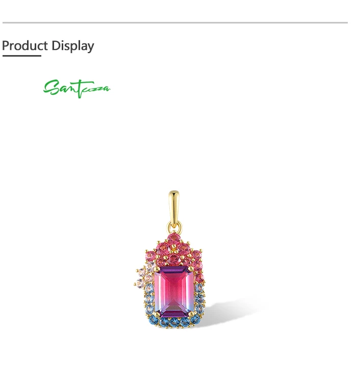 SANTUZZA Anhänger aus reinem 925er Sterlingsilber für Damen, funkelnder synthetischer grüner Spinell, farbenfrohe Geschenke für Hochzeiten und Partys, edler Schmuck – Detail 15
