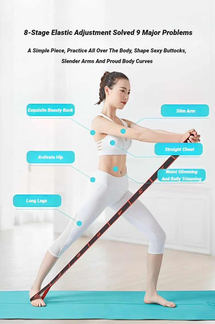 8 Section Style Dance Resistance Band Yoga Stretching Pilates Fitness Digital Elasticity Elastic Stretch Training Tension Belt S052b71cfd6714198af5240e6a72e790c6