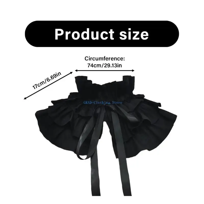 N0PE Classical Black Layered Lace Detachable Collar Soft Cotton Neck Accessory For Office Or Date