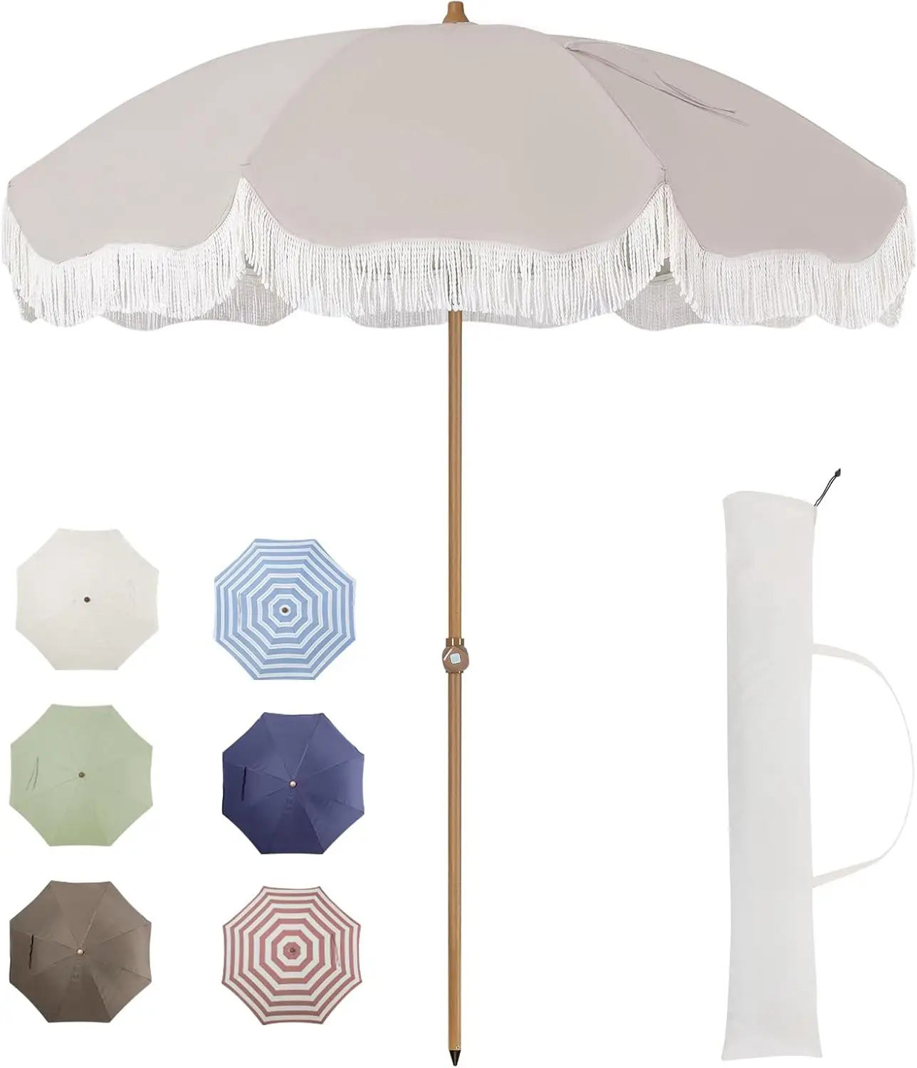 

Heavy Duty Beach Umbrella with Sand Anchor, UPF 60+ Aluminum Frame Push Button Tilt for Patio Garden Travel