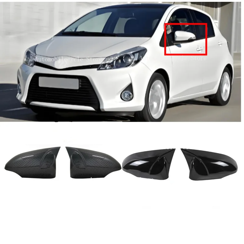 Rearview Side Mirror Cover Wing Cap For Toyota Yaris Vitz XP130 MK3 2013~2019 Sticker Rear View Case Trim Carbon Fiber