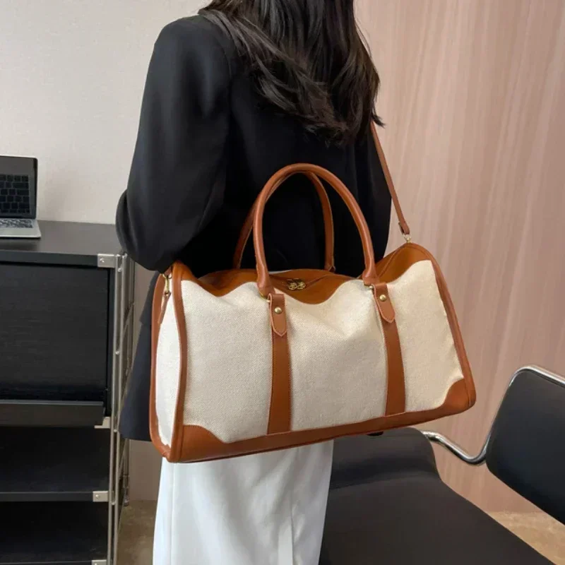 2026 Handbags Women Travel Storage Handbag Vintage Fitness Luggage Bag Single Shoulder Crossbody Bag Large Nylon PU Leather Bag