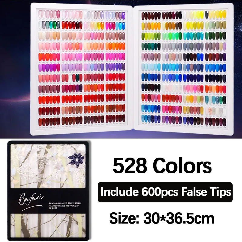 

400/528/120 Colors Nail Gel Polish Display Chart Nail Polish Color Card Acrylic Cover Showing Shelf Holder with False Tips