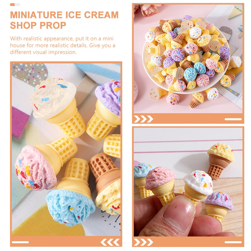 

24pcs Mini Ice Cream Cone Food Dollhouse Accessories Resin Simulation Toy Decorative Ornaments Miniature Scene