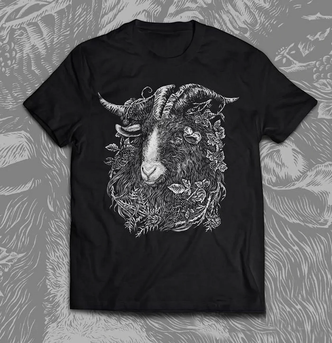 

Creative Design Goat in Bramble Norse Myth T-Shirt 100% Cotton O-Neck Summer Short Sleeve Casual Mens T-shirt Size S-3XL