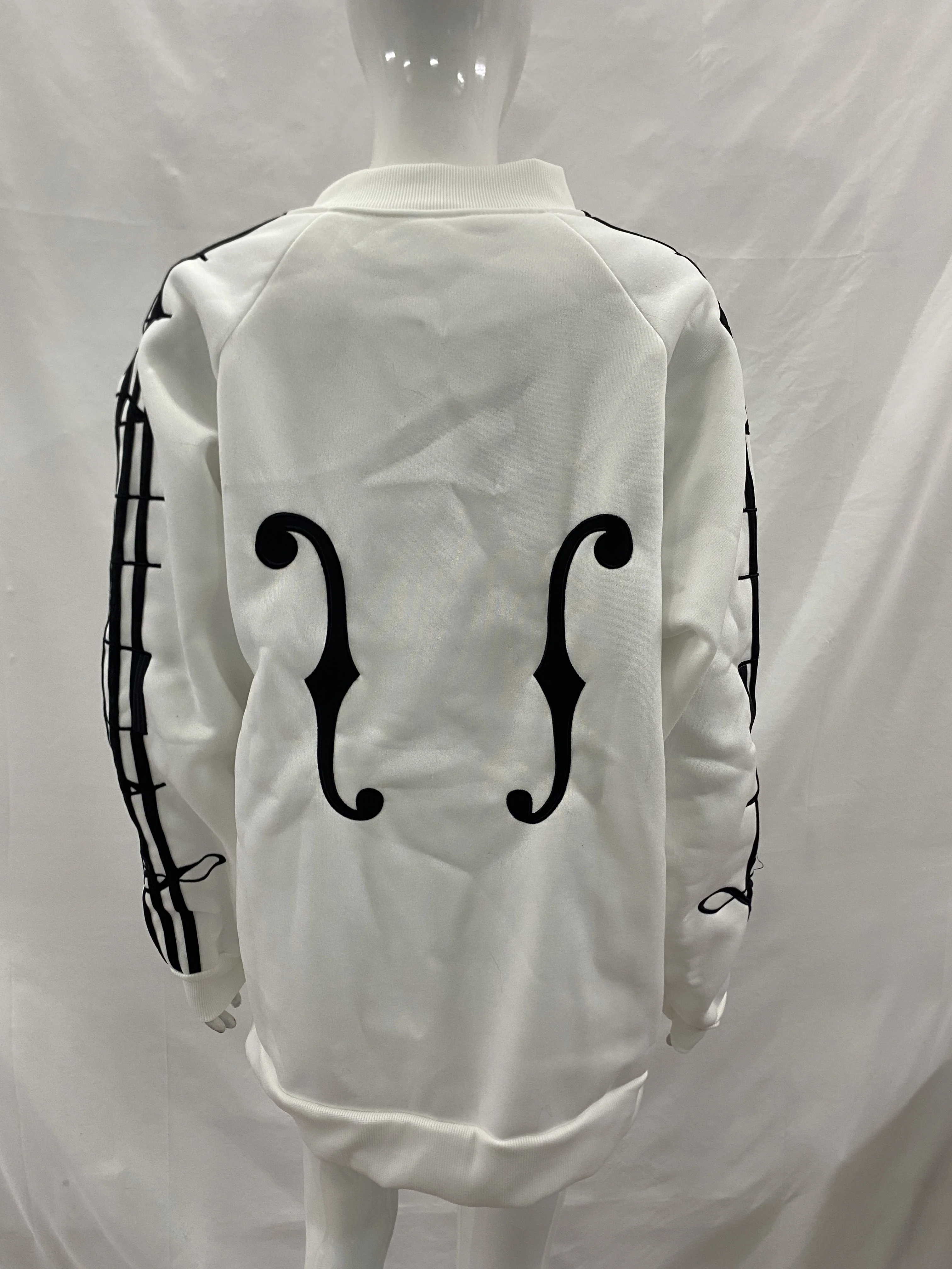 Herren Trainingsjacke mit Musiknoten-Print, Raglanärmeln, Reißverschluss, Stehkragen, Y2K Streetwear, locker geschnitten, lässiger Sport-Baseballmantel – Detail 6