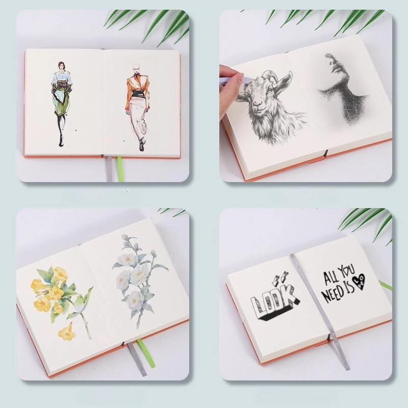 دفتر ملاحظات داخلي فارغ 360 ورقة من الجلد الصناعي الناعم، دفتر رسم بسيط، دفتر ملاحظات سميك للغاية، صغير طازج