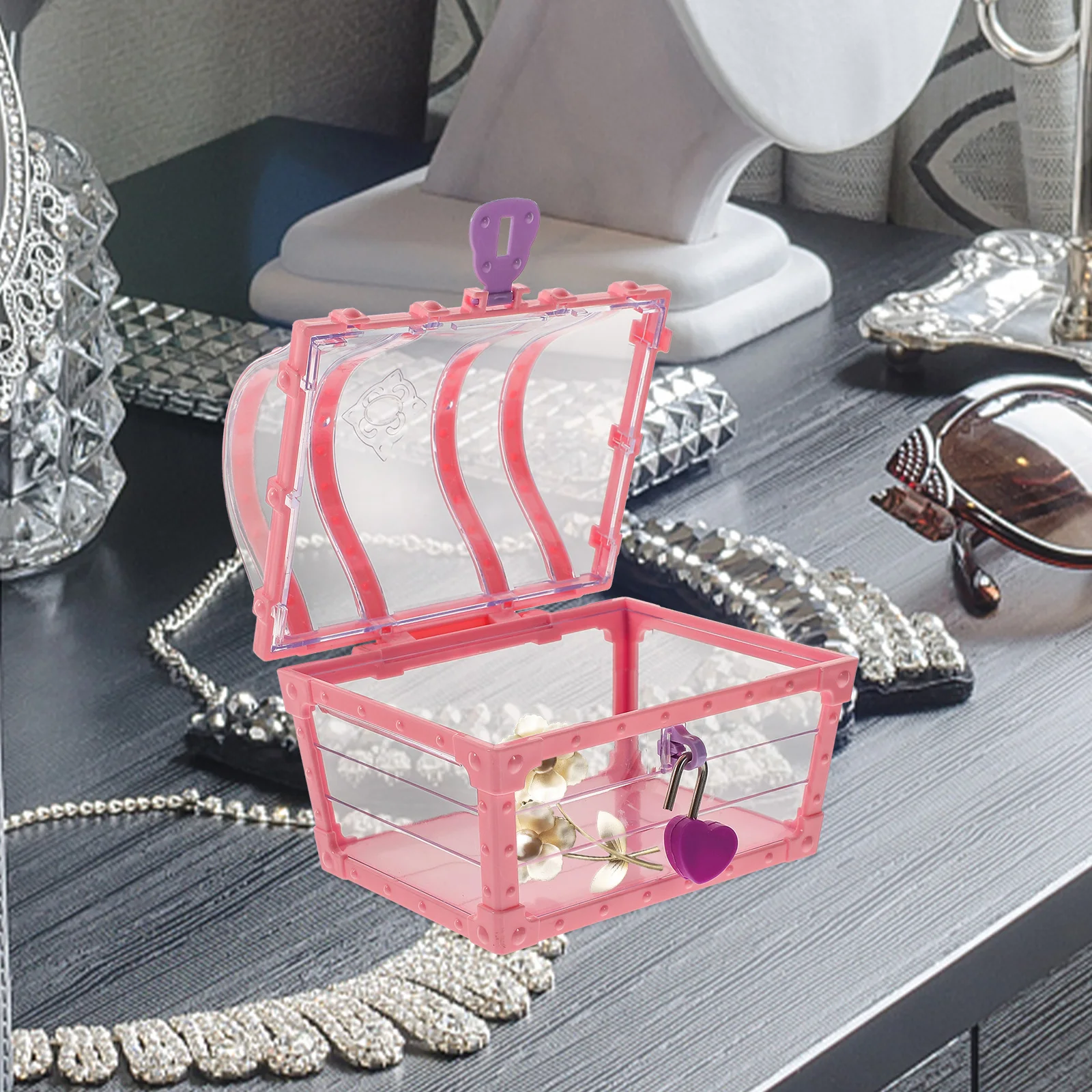 

Детский ящик для хранения с бриллиантами и кристаллами, органайзер для ювелирных изделий из АБС-пластика, большая емкость, девичий контейнер для сокровищ, практичный, прочный