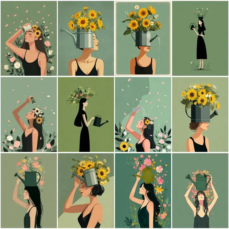 

PhotoCustom DIY Paint By Number Girl Scenery Pictures By Number Drawing On Canvas HandPainted Art Modern Gift Kit Home Decor