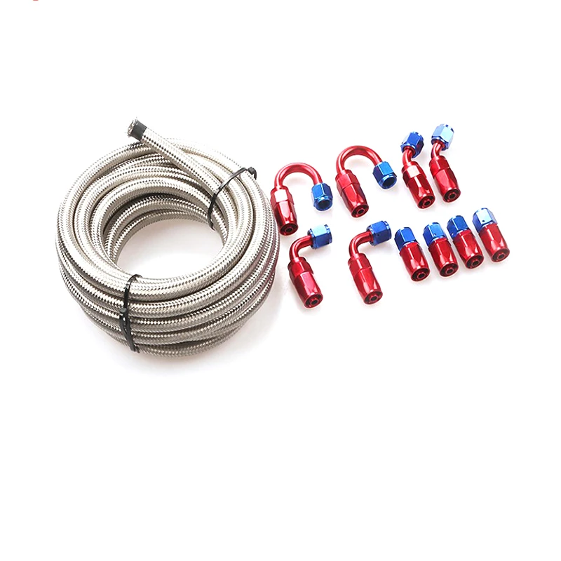 5m AN10 Stainless Steel Braided PTFE hose kit/ engine fuel line hose with 10 an fittings silver