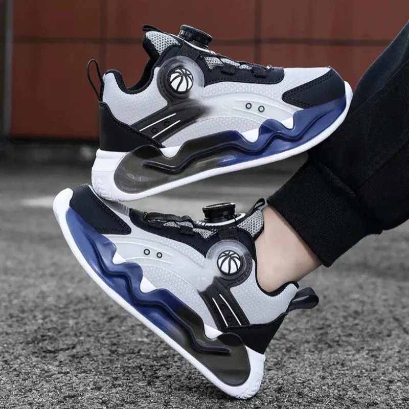 

fashionable Kids Basketball Shoes Swivel Button Design Children's Running Shoes Boys Fashion Sneakers Girls School Casual Shoes