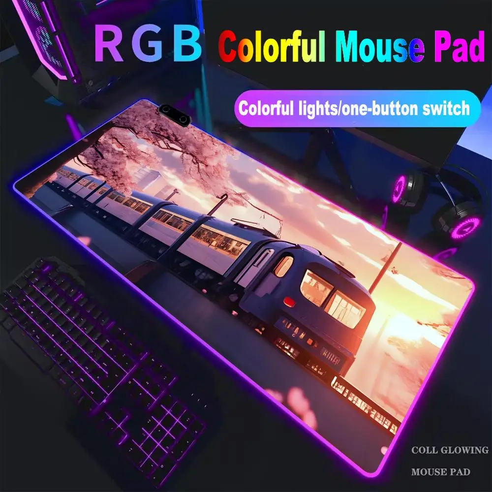 

Pink train Mouse Pad High-end E-sports Mouse Pad Mouse Pad RGB Mouse Pad LED Pc Large Student Writing Pad Gamer Luminous Desk Ma