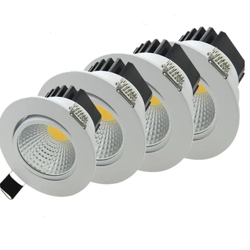 Wbudowane proste reflektory LED typu downlight COB można przyciemnić 5W7W9W12W15W18W Lampy oświetleniowe do kuchni w salonie domowymAC85-265V