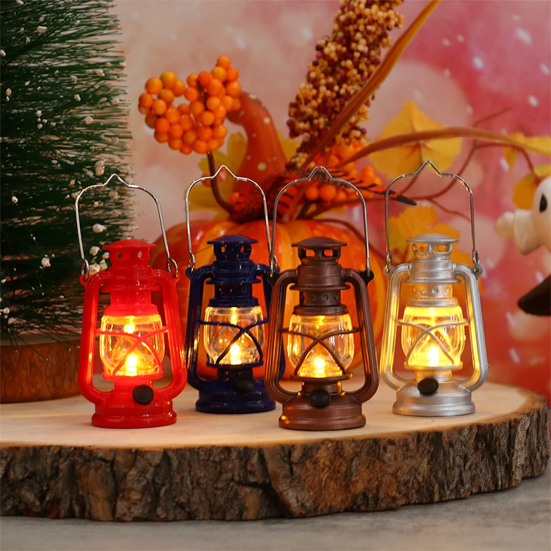 1:12 Scale Retro Mini Kerosene Lantern Miniature Oil Lamp DIY Dollhouse Decor Accessories Scene Ornaments Pretend Play Kids Toy