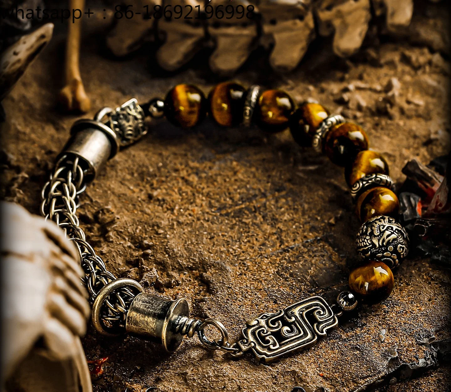 [Longji] Original Design Tiger's Eye Stone Bracelet Men's High-end Retro Niche Bead Bracelet