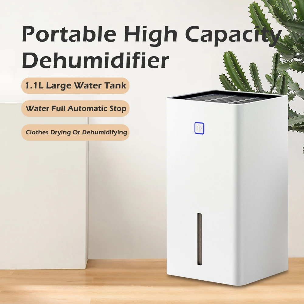 Mini Air Dehumidifier 1.1L Electric Dehumidifiers Ultra Quiet Moisture Absorbent Dehumidifier 25W Auto-Off for Home Room OfficeP