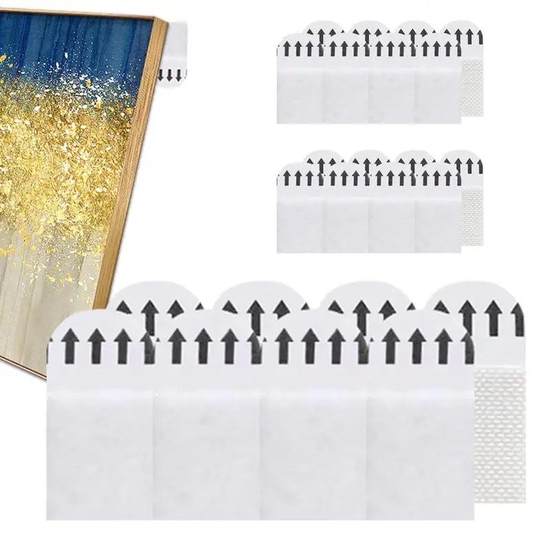 12 Pairs Punch-free Frame Tape Strips Self Adhesive Picture Frame Fixed Poster Wall Hook Decorate Fixing Wall Hanger