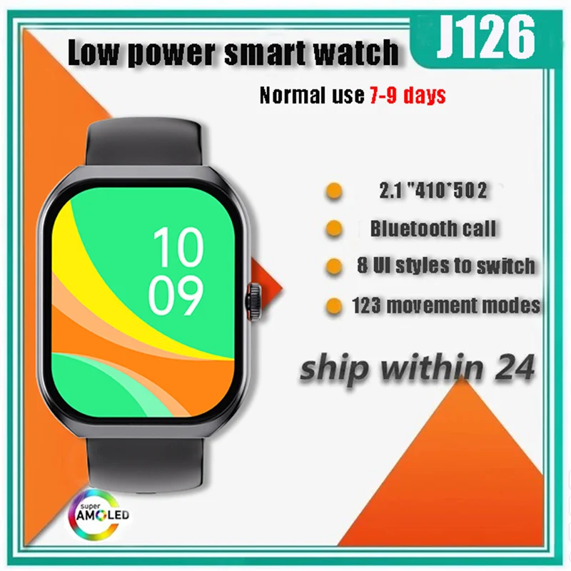 

2024 New J126 smart watch for Men and women Bluetooth call motion monitoring for IOS AndroidOGS capacitive full touch screen