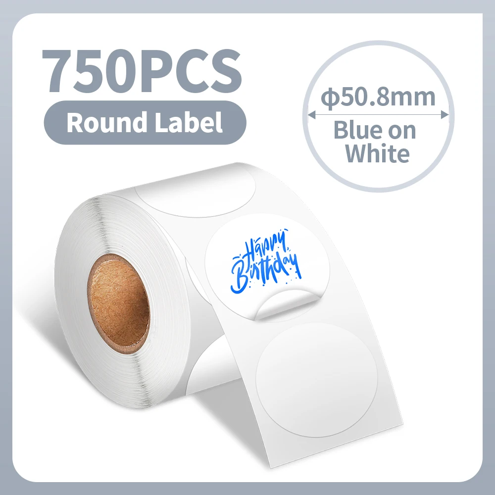 Blauw Op Wit Rond Label Sticker Verzending Thermische Labels Diy Sticker Voor Postadres Compatibel Met Phomemo D520 PM241-BT