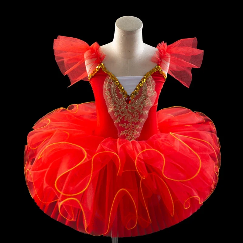 2025 Tutu di balletto professionale per ragazze Blu Rosa Piatto Pancake Tutu Ballerina Vestito da festa Donne adulte Bambino Costume di danza classica