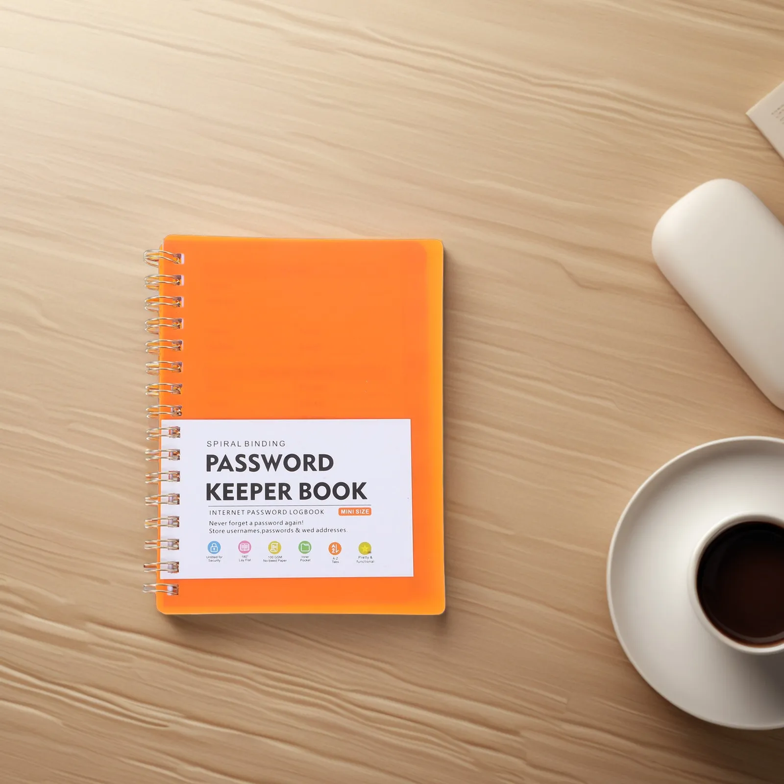 Multi-Use Password Notebook Spiral Bound with Alphabetical Tabs A6 Size for Website Address Recording Password Management