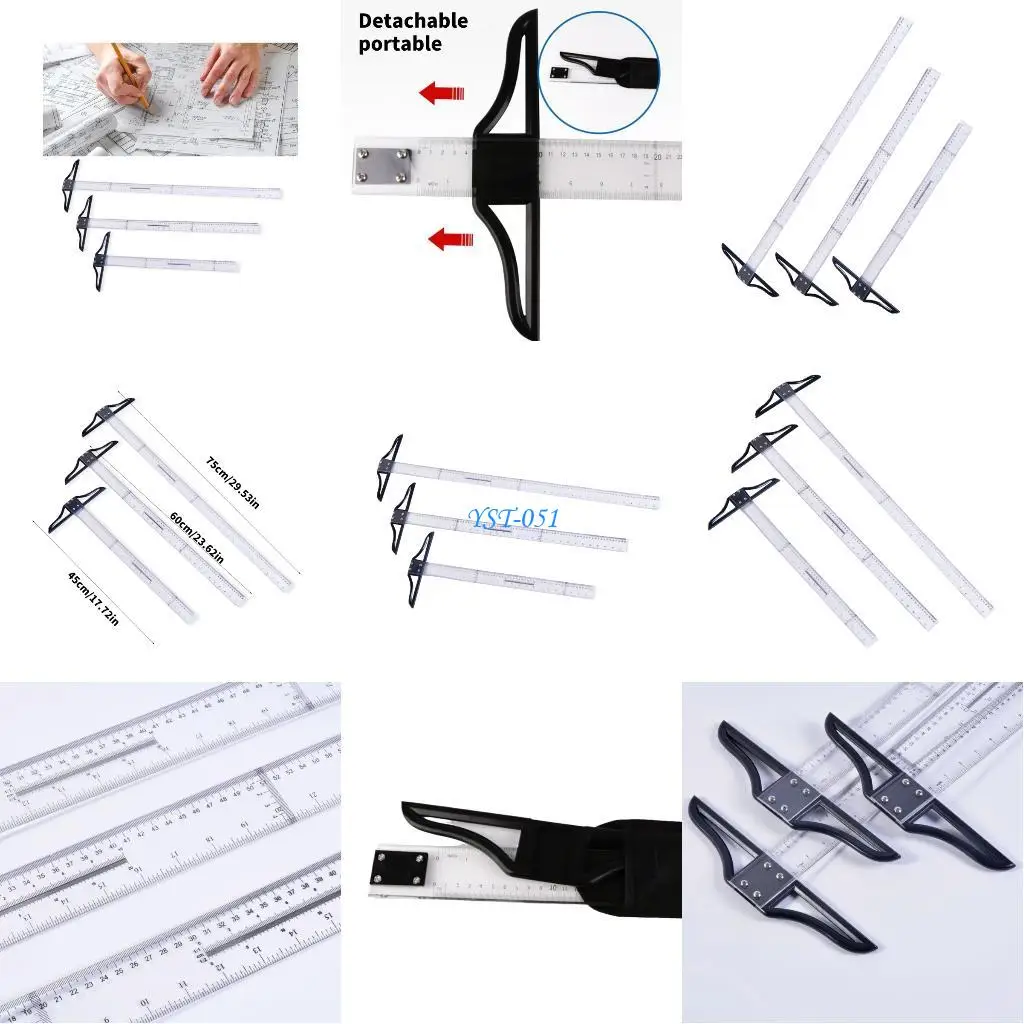 

E15A Detachable T Scale Acrylic Rulers For Accurate Carpentry And Architectural Drafting
