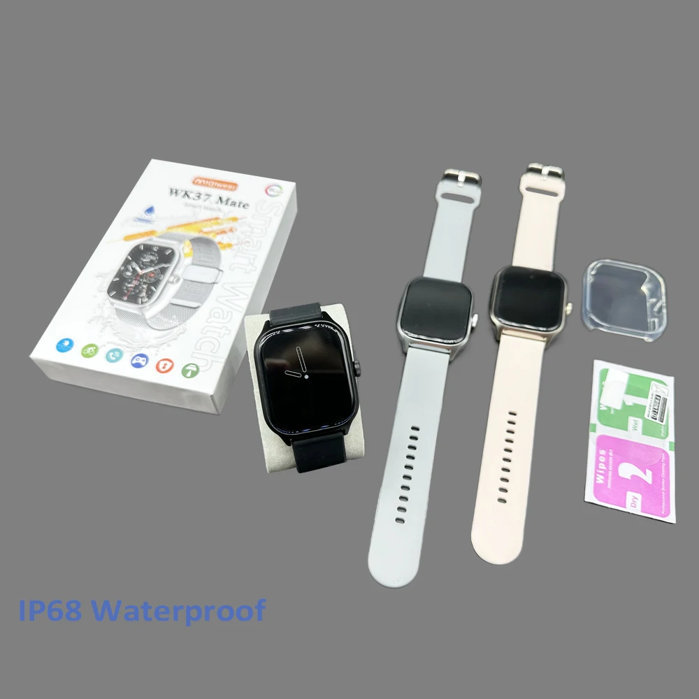 High Quality WK37 Mate Smart Watch Full Touch Screen IP68 Waterproof Box Set Comes With Protective Case and Film PK WK9 Max