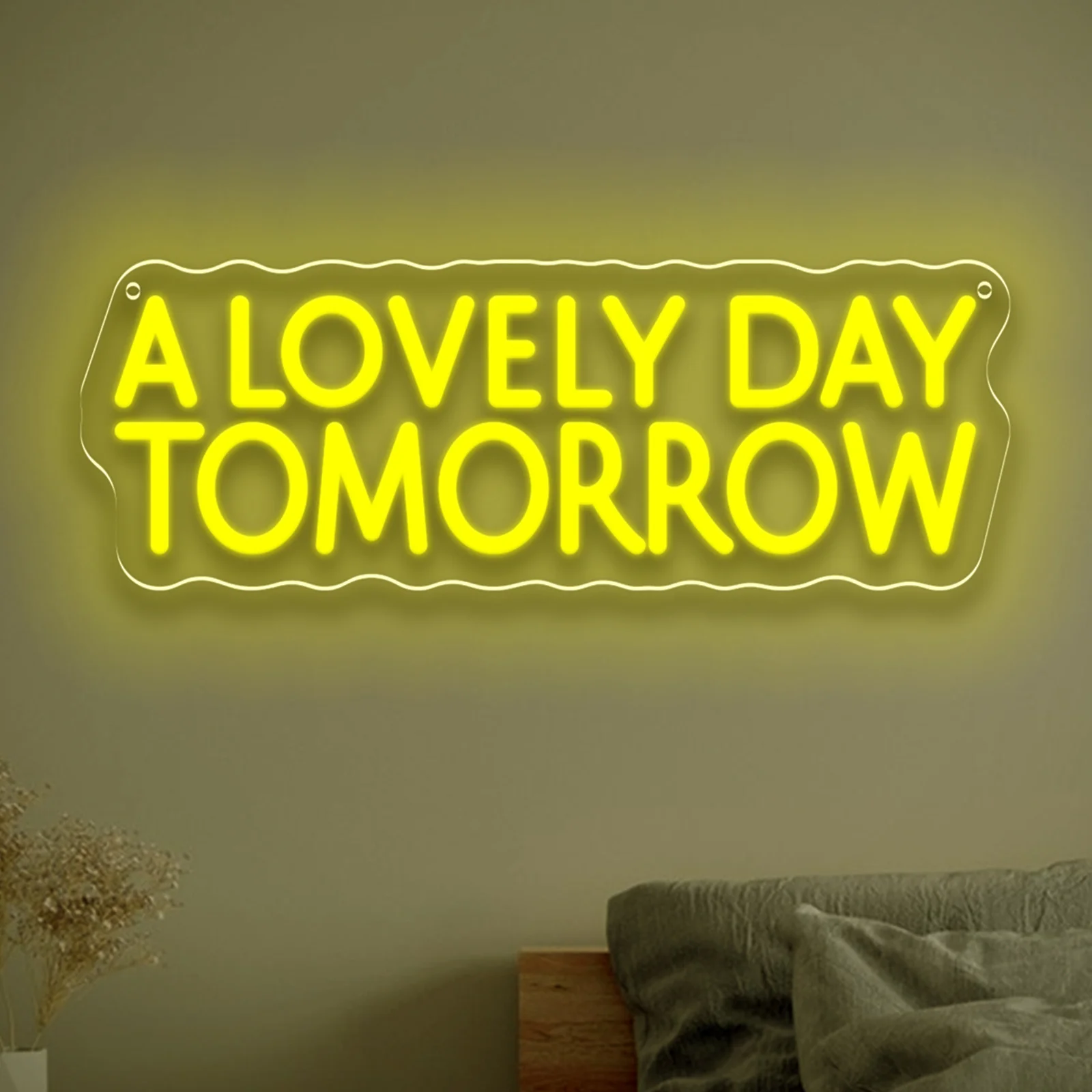 A Lovely Day Tomorrow Neon Sign LED Light for Bedroom Decor Aesthetic Desk Table Wall Art USB Night Light Mood Lighting Gift
