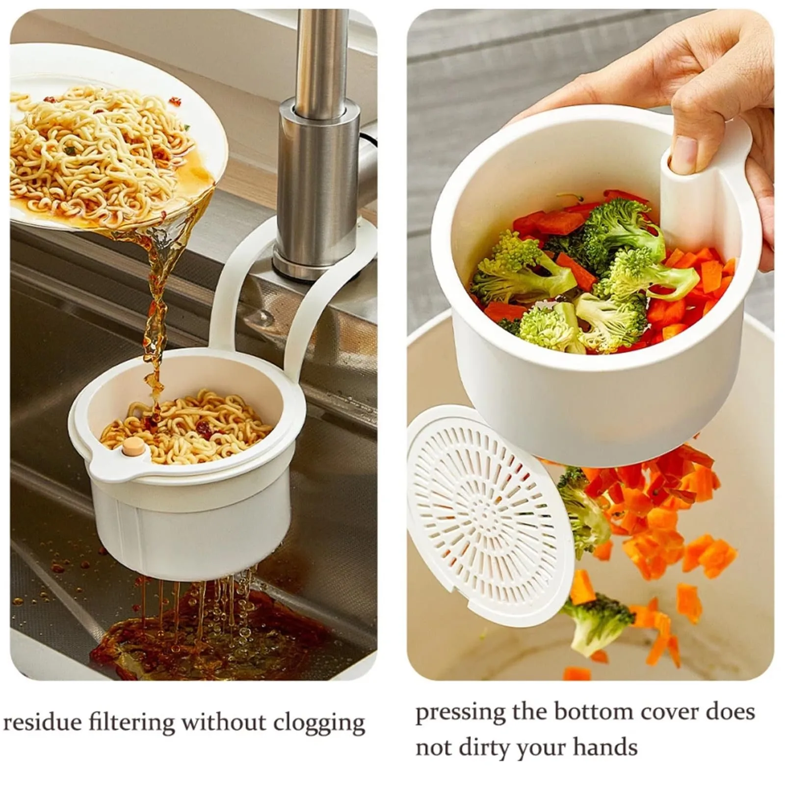 Creative Sink Hanging Strainer Basket No Punching Required Openable Bottom Cover Detachable Sink Trash Catcher Kitchen Tool