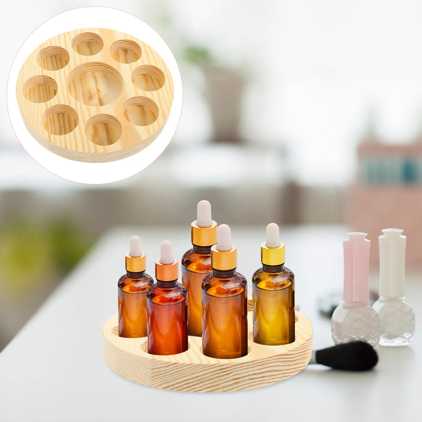 

Essential Bottle Box Multi-Slot Essential Oil Bottle Organizer Small Tray Desktop Storage Holder Nail Oil Holder