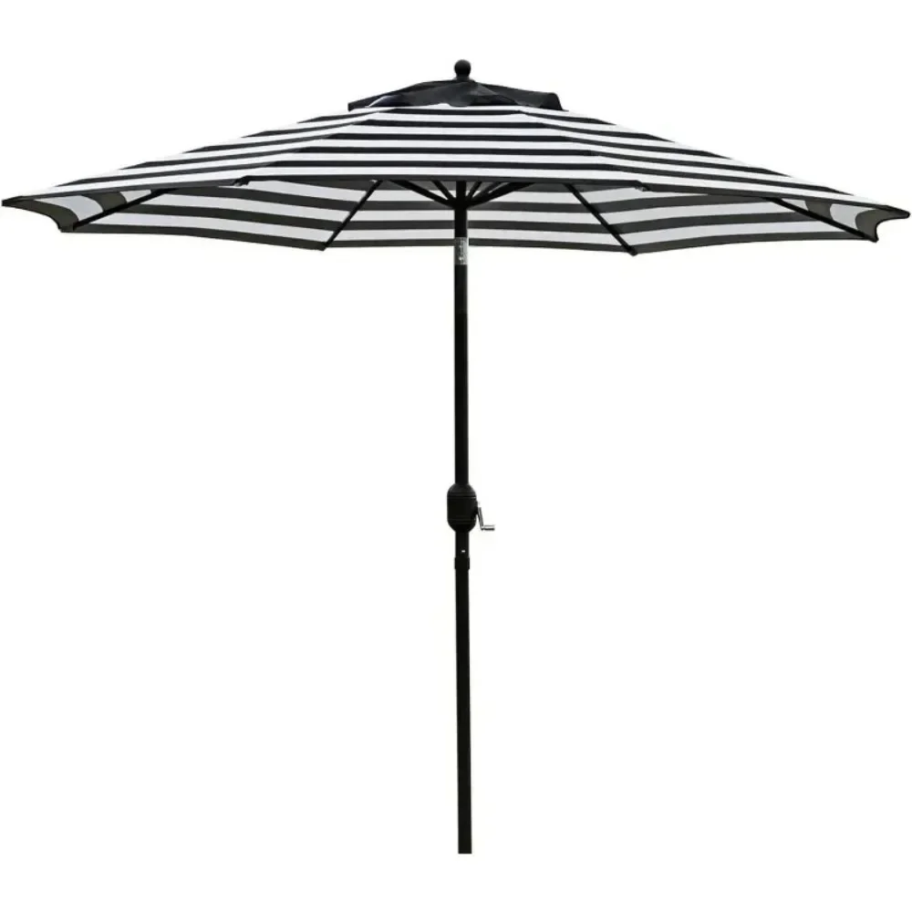 

9' Patio Umbrella Outdoor Table Umbrella with 8 Sturdy Ribs (Black and White) Umbrellas Outdoor Furniture