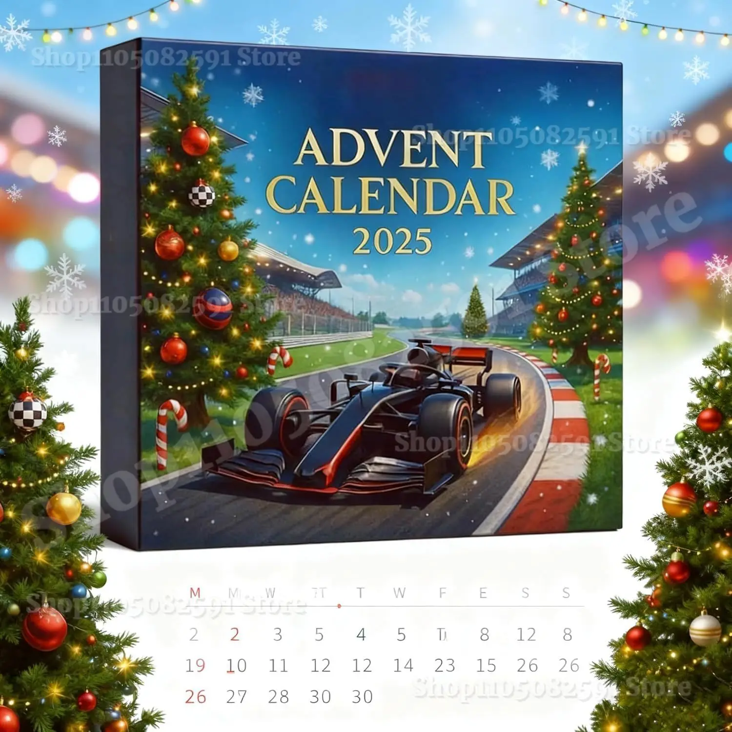

2025 NEW Racing Advent Calendar 24 Days Countdown with 2D Car Ornaments, Christmas Gift for Racing Team Fans