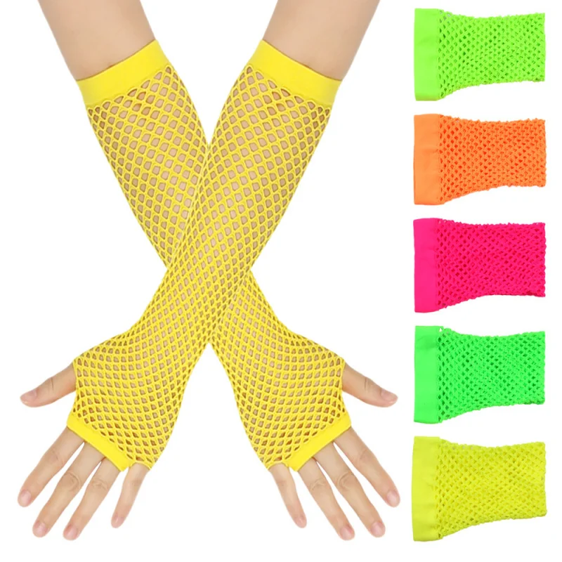 卸売12枚入りロングフィッシュネットグローブ-クラブパーティーセクシーストレッチパンクスリーブ-欧米風中空グローブスリーブ-女性用