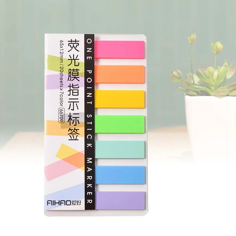 

Multi-color Tabs Neon Sticky Fluorescent Film PET Notes Page Markers Translucent