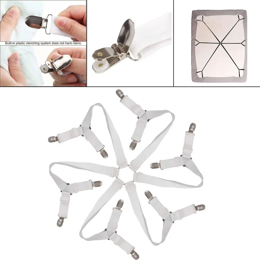 12 Clips Adjustable Elastic Bed Sheet Holder Mattress Clip Fasteners Cover Blankets Non-Slip Fixing Strap Grippers