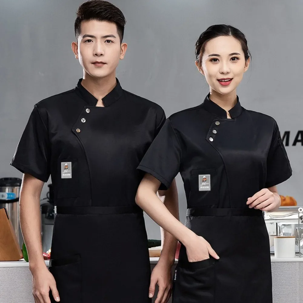 

Men's summer chef uniform short sleeve thin kitchen work clothes for hotel catering bakery