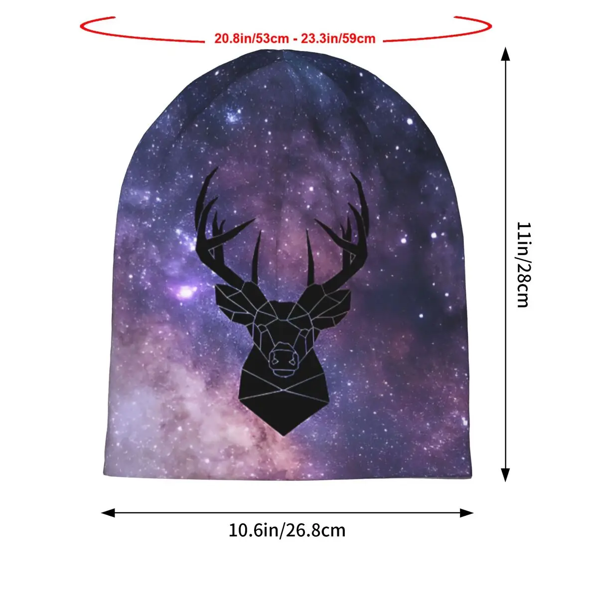 Geometric Galaxy Stag Head Silhouette Tapestry Cap Men Paragraph Beanie Warm Fashion Hundred Take Ins Pullover Slouch Unisex