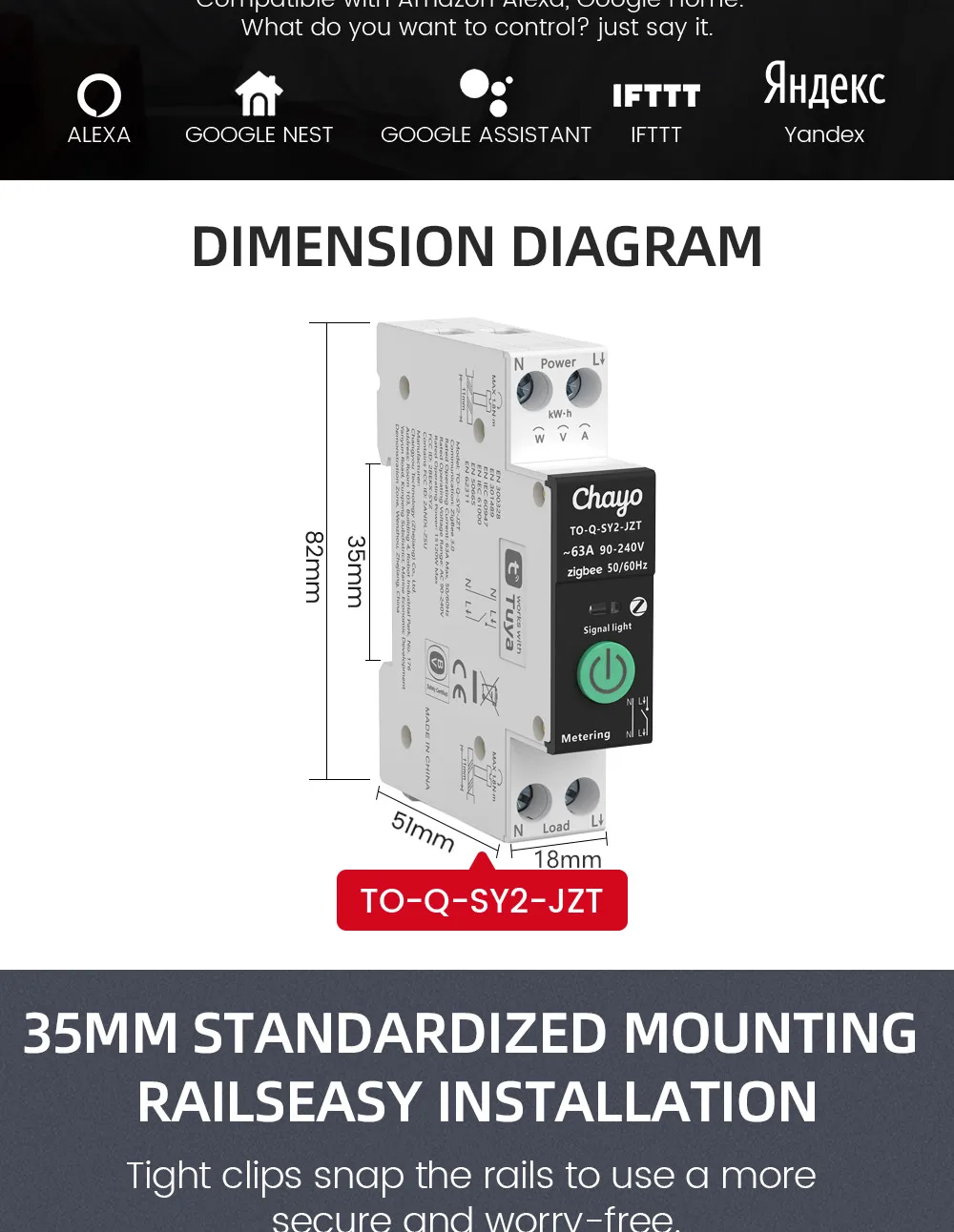 Tuya wifi/zigbee mcb smart stromsc halter über strom unter spannung schutz strommessung 1-63a fernbedienung schalter – Detail 32