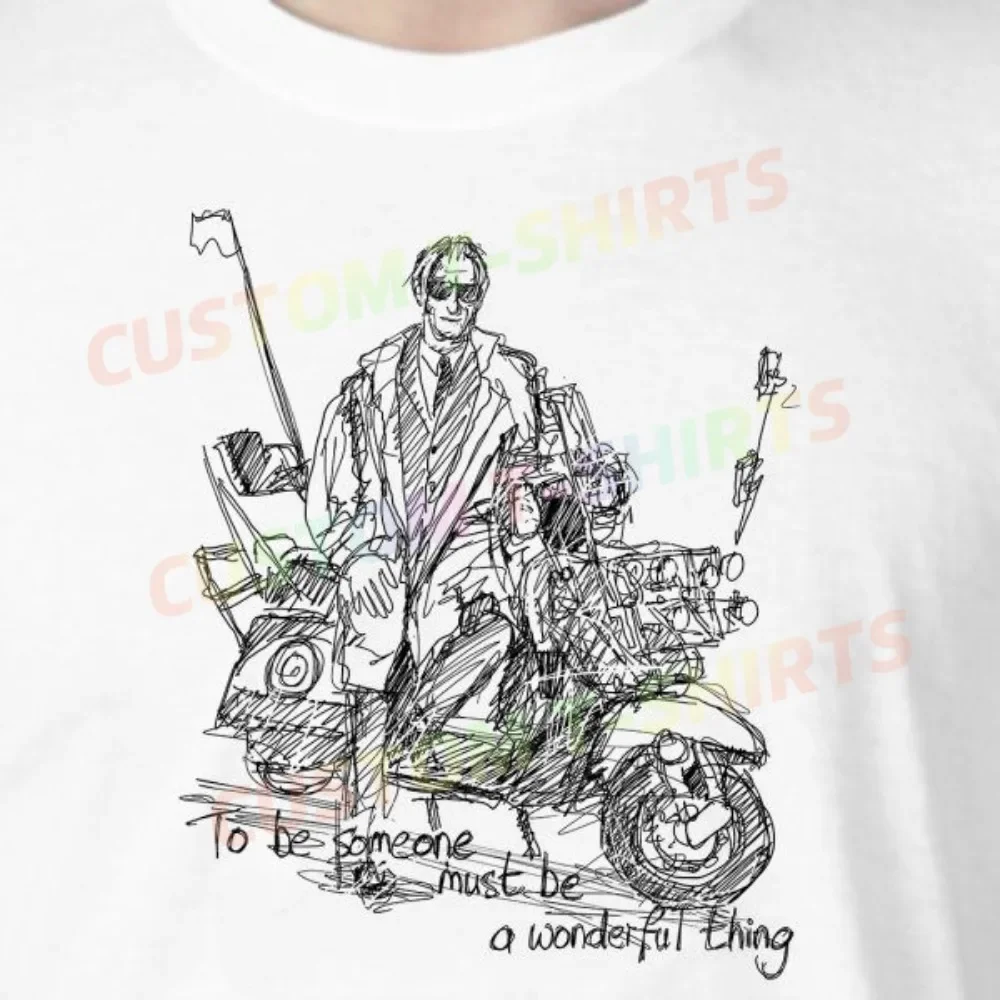 

83 173_Paul_Weller_–_Scooter Fans' comic-style hand-drawn pattern T-shirts for both men and women in summer