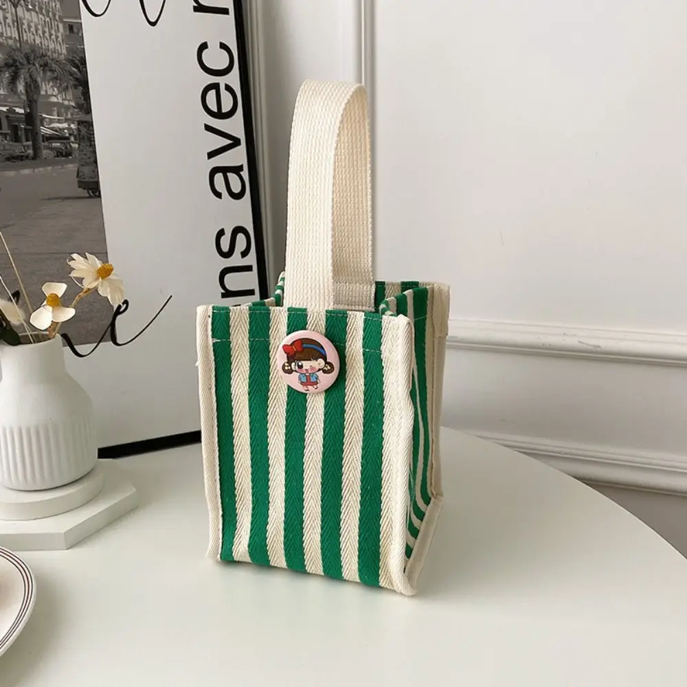 

Korean with Short Handle Tote Bag Cartoon Striped Messenger Bag Canvas Lunch Bag Travel